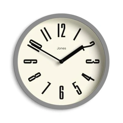 Imagen de JONES CLOCKS® Reloj de Pared Hot Tub pequeño Redondo Retro 20 cm Gris Números fáciles Leer Ideal para Cocina, Oficina, habitación Infantil o Cualquier Espacio