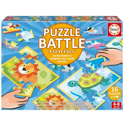 Imagen de Educa Puzzle Battle Animales. Una auténtica Batalla de Piezas Sé el Primero en completar tu para convertirte Ganador. A Partir 4 años (20116)