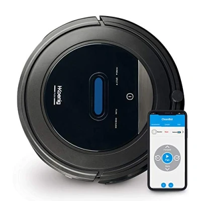 Imagen de H.Koenig Robot aspirador conectado Wifi + fregona SWRC110 Watermop Inteligente Potente Silencioso Rápido, Autónomo 100min, 4 ciclos, programa semanal, filtro HEPA, detección de obstáculos