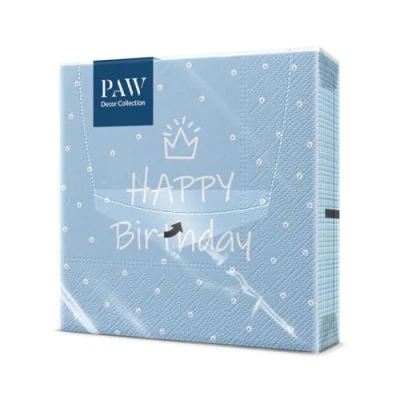 Imagen de PAW Servilletas Papel 3 Capas (33 x 33 cm) I 20 Unidades Perfecto para Fiestas, Cumpleaños y Celebraciones de con Diseño Día Especial Azul Claro
