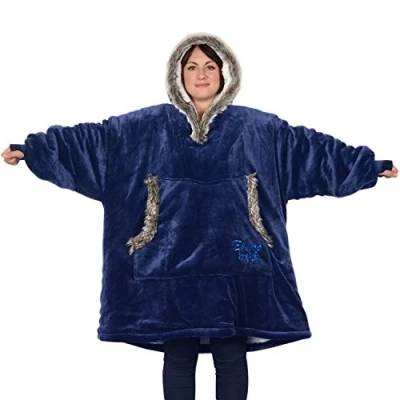 Imagen de Snug Rug Azul Eskimo Manta Sudadera con Capucha, de Forro Polar Sherpa Supersuave y cálido para Adulto, Oversized, Talla única, Unisex, Hombre Mujer