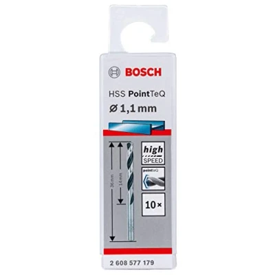 Imagen de Bosch Professional 10 brocas helicoidales HSS PointTeQ, para metal, 1.1 x 14 36 mm, accesorio de taladro