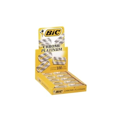 Imagen de Hojas de afeitado desechables BIC Chrome Platinum, una sola hoja con doble filo, 100 unidades (cinco packs 20)