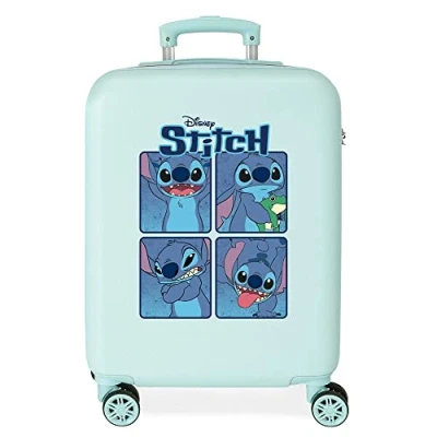 Imagen de Disney Adorable Stitch Moods Maleta de Cabina Turquesa 38x55x20 cms Rígida ABS Cierre combinación Lateral 35L 2 kgs 4 Ruedas Dobles Equipaje Mano
