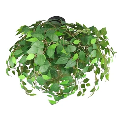 Imagen de Reality Leuchten Plafón Leavy, negro/verde, Ø 70 cm, E14, 3 luces
