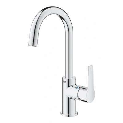 Imagen de Grohe Start QuickFix Grifo de lavabo monomando L (caño alto en C giratorio, vaciador automático, menor consumo agua,instalación rápida, altura 311mm), cromo, 24203002