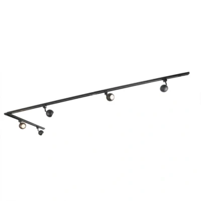 Imagen de QAZQA Riel moderno negro 5 luces monofásico Gissi Acero/Aluminio Alargada Adecuado para LED Max. x 50 Watt