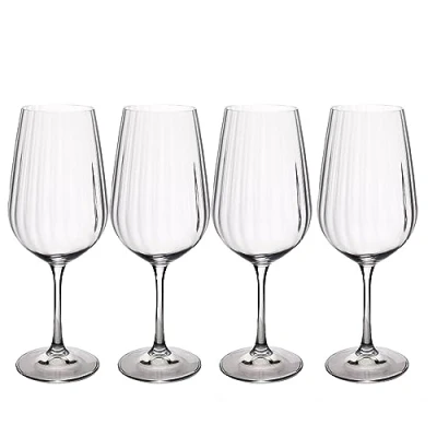 Imagen de Mikasa Treviso Copas de Cristal para Vino Tinto, 600ml, Juego 4 Finas Transparentes Sin Plomo con Efecto Ondulado Celebraciones