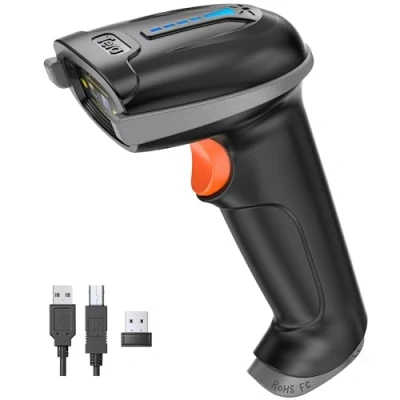 Imagen de Tera Lector de Código Barras Portátil Inalámbrico 1D Láser y con Cable USB Indicador Nivel Batería Extra Grande 2000mAh, Modelo 5100 GY EU