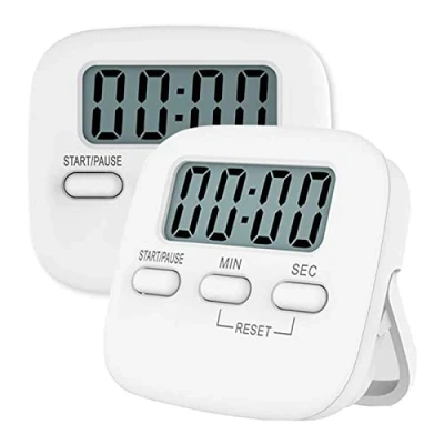 Imagen de NIAGUOJI Temporizador de Cocina Digital, 2 Unidades, magnético Cuenta Regresiva con Alarma Fuerte, Gran dígito, Soporte Trasero, Agujero para Colgar cocinar,Profesor(Blanco)