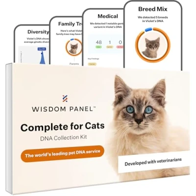 Imagen de Wisdom Panel Completo: Prueba Completa de ADN para Gatos 45 afecciones Salud genética más 70 Razas y poblaciones 25 rasgos Tipo Sangre