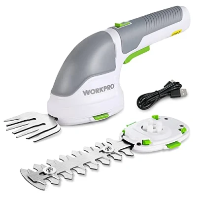Imagen de WORKPRO Tijeras Cortacésped y Arreglasetos 2 en 1, 3,6 V Cortasetos a Batería Ah, Arreglaseto con Tipos de Cuchillas Ancho Corte 75 mm, 118 Herramienta para Jardín (Blanco)