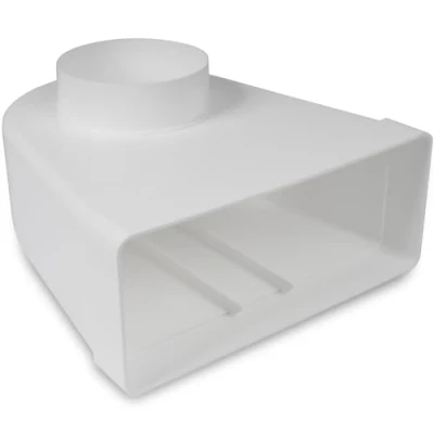 Imagen de Repa Market 90 Grados 220 x mm a Ø100 rectangular conector de canal plano para conexión tubo redondo clima, ventilación, calefacción, refrigeración.