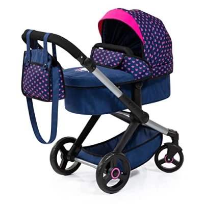 Imagen de Bayer Design 17054AA Cochecito de muñeca Combi Xeo, Carro para muñecos, Bolsa, Convertible, Regulable en Altura