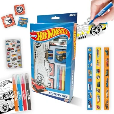 Imagen de BLADEZ Hot Wheels juego de actividades, artes y manualidades, papelería con licencia bolígrafos calcomanías, más 150 piezas, Creative Maker Kitz Toyz