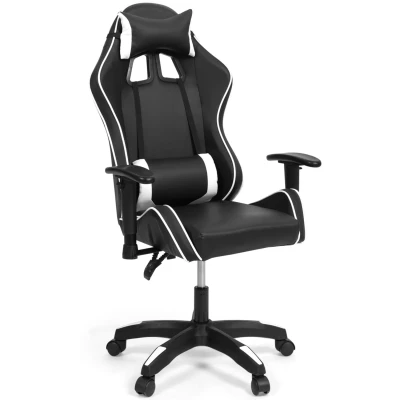 Imagen de IDMarket Sillón de Gaming Carter reposabrazos 2D giratorios, regulable altura negra y blanca