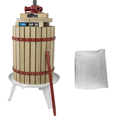 Imagen de Güde Exprimidor XXL de frutas 30 litros, roble americano, incluye paño presión y extractor, eje estable manivela