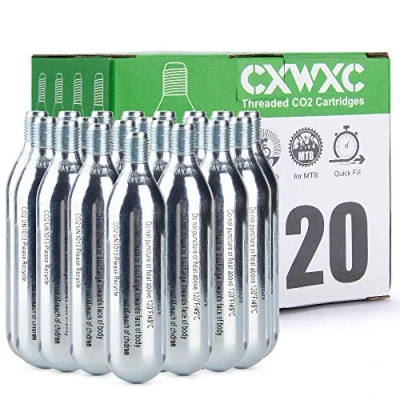 Imagen de CXWXC Cartuchos de CO2 roscados 16 g para neumáticos bicicleta Cartucho inflador con conexión roscada, bomba bicicletas carretera y montaña