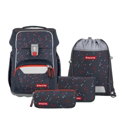 Imagen de Step by SET 4 Juego de mochilas escolares para niños, Talla: One Size, Anthrazit triangles