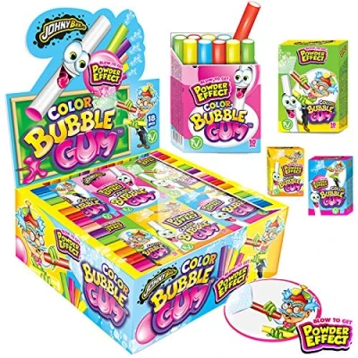 Imagen de Tubitos Chicle Color Bubble Gum + Pica JOHNYBEE 18 Cajitas