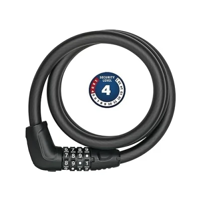 Imagen de ABUS Cerradura de Cable Tresor 6412C combinación, ajustable individualmente acero con revestimiento plástico Nivel seguridad 4 85 cm, negro