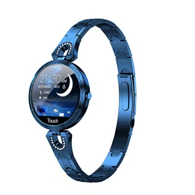 Imagen de LONGLU Reloj Inteligente para Mujer, Bluetooth smartwatch Compatible con iOS Android iPhone Samsung Fitness Tracker frecuencia cardíaca Presión Arterial Impermeable podómetro Sleep (Azul)