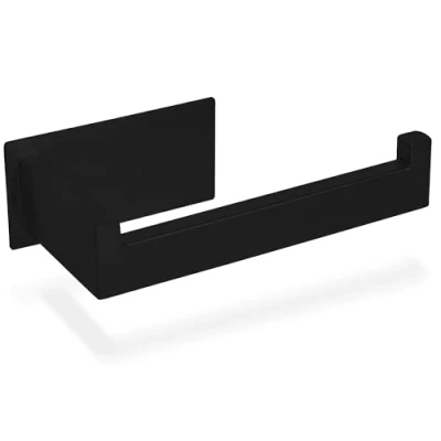 Imagen de ECENCE Portarrollos Papel Higiénico Adhesivo Baño Acero Inoxidable 304 en Negro + Material de Montaje, Soporte Higienico, diseño Cuadrado
