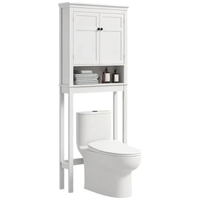 Imagen de HOMCOM Mueble sobre Inodoro Armario para Lavadora con 2 Puertas Compartimento y Estante Ajustable Baño 70x20x175 cm Blanco