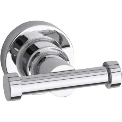 Imagen de Percha doble tesa Luup, metal cromado, autoadhesiva, tecnología adhesiva de montaje, 50 x 63 70 mm