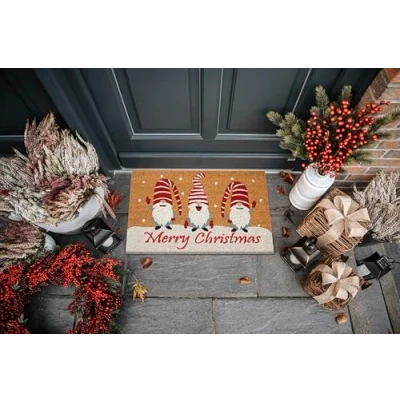 Imagen de Hanse Home Felpudo de Coco para Navidad, Antideslizante, Interior, Interiores, Gnomes Merry Christmas Fibra Entrada y Exterior Cubierto, 40 x 70 cm