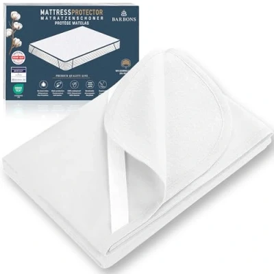 Imagen de BARBONS Protector Colchon 160x200 Cubrecolchón Impermeable, Lavable y Transpirable, para la incontinencia (160x200 cm) Blanco