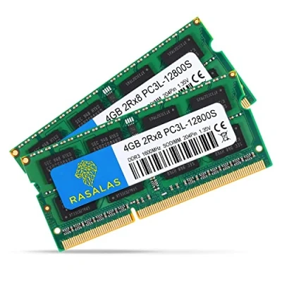 Imagen de Rasalas 8GB Kit (2x4GB) PC3 12800 DDR3L 1600MHz SODIMM, 4GB DDR3 1600 2Rx8 PC3L 12800S 1.35V 204 Pin CL11 Dual Rank Laptop RAM Memory