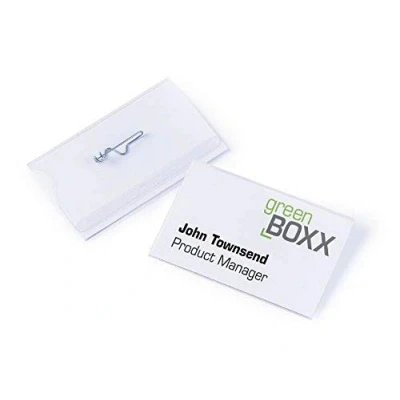 Imagen de Durable 800419 Portanombres con aguja, 54 x 90 mm, transparente, paquete de 50