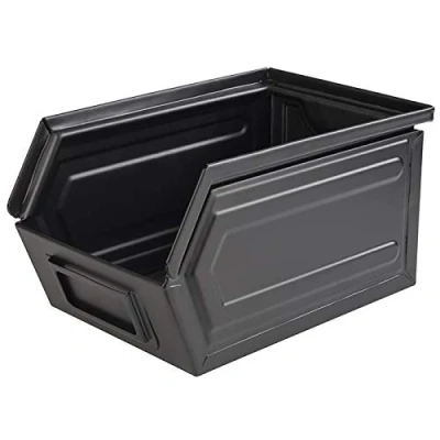 Imagen de APS Snack Box &quot;Industrial&quot; caja metálica negra con compartimento de etiquetado, ancho x fondo alto: 15,5 23,5 13 cm, comida rápida, apta para el lavavajillas, apilable