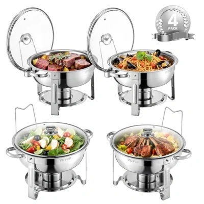 Imagen de VEVOR 5 Qt 4 Pack Calentador Plano, Acero Inoxidable, Plateado