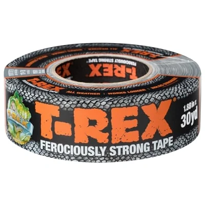 Imagen de T Rex cinta adhesiva resistente al agua, color gris plateado, resistente, Gaffa, de tela para reparación interiores y exteriores, 48 mm x 27,4 m