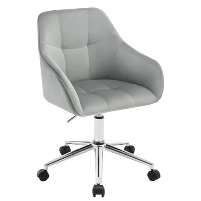 Imagen de WOLTU Silla Escritorio, Oficina Giratoria, Taburete Terciopelo con Respaldo y Reposabrazos, Sillas Ergonomicas Ruedas, Altura Regulable, Tocador para Dormitorio, Gris Claro,BS145hgr