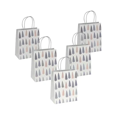 Imagen de SIGEL GT122 Bolsas de regalo papel tamaño mediano (5 unidades, 18 x 23 cm), color blanco, azul y dorado