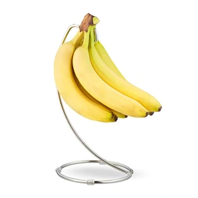 Imagen de Relaxdays Soporte Plátanos, Frutero de Cocina con Gancho, Banana, UVA, Hierro Cromado, 33 x 17,5 16,5 cm, Plateado