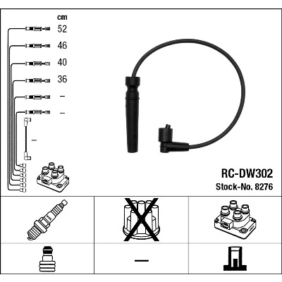 Imagen de NGK 8276 Juego de Cables Encendido 4 CHEVROLET: Aveo / Kalos Berlina, Hatchback, DAEWOO: Lanos Hatchback