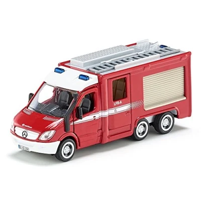Imagen de siku 2113 Camión de bomberos Mercedes Benz Sprinter, Puertas funcionales, 1:50, Metal/Plástico, Rojo