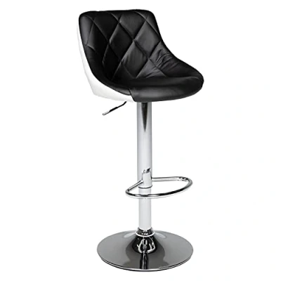 Imagen de Happy Garden Taburete de Bar Negro y Blanco Jasper. Moderna Silla Cocina con Asiento Regulable en Altura, Giro 360º reposapiés. Taburetes Respaldo Blanco.
