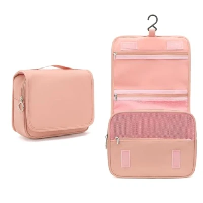 Imagen de Kono Neceser Viaje Impermeable de Gran Capacidad Maquillaje, Maquillaje Grande para Hombre y Mujer, Bolsa Aseo con Gancho Colgante Mujer (Nude)