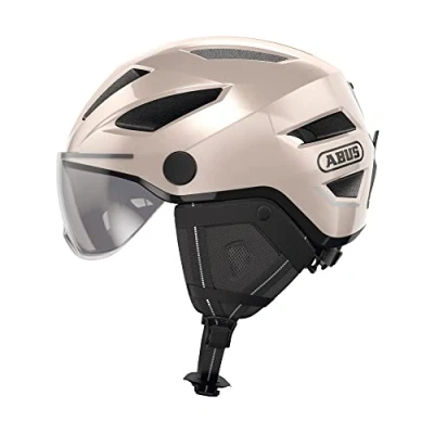 Imagen de ABUS casco de ciudad Pedelec 2.0 ACE bicicleta con luz trasera, visera, protector lluvia, protección para las orejas hombres y mujeres dorado, talla L