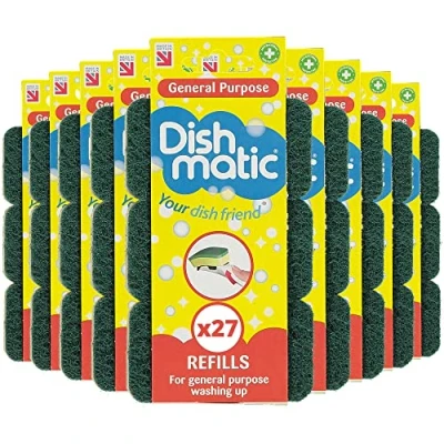 Imagen de Juego de 27 estropajos repuesto Dishmatic alta resistencia (cabezales), color verde, caja completa