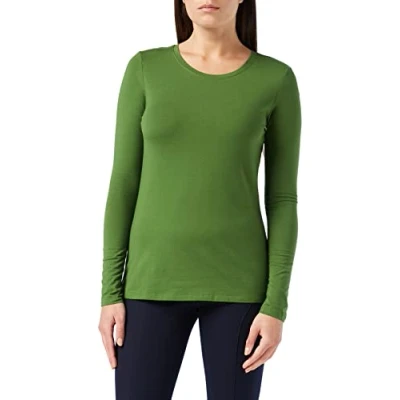 Imagen de Amazon Essentials Camiseta de Cuello Caja, Manga Larga y Ajuste Clásico (Disponible en Tallas Grandes) Mujer, Verde, L