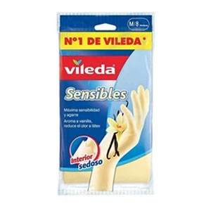 Imagen de Vileda Guantes sensibles Talla M, de látex con Olor a Vainilla, al Tacto, 1 Par