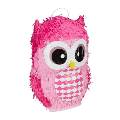 Imagen de Relaxdays Búho, Piñata tierna de Animal para Rellenar tú Mismo, Cumpleaños, Colgante, Golpear, Niños, Rosa, Color, 1 Unidad (10031475)