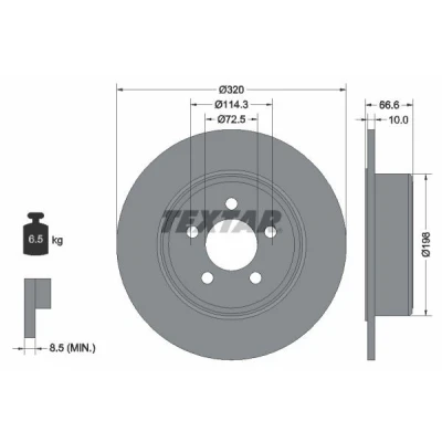 Imagen de TEXTAR PRO 92234803 Disco de freno 320 10 05/05 114,3 macizo revestido sin perno sujeción rueda, buje rueda CHRYSLER: 300C Touring