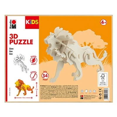Imagen de Marabu 0317000000022 Kids 3D Puzzle de Madera (34 Piezas, Aprox. 19,5 x 13 cm, Color marrón